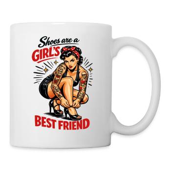 Old School Pin-Up: Shoes are a Girl's Best Friend - Mug - white - Right