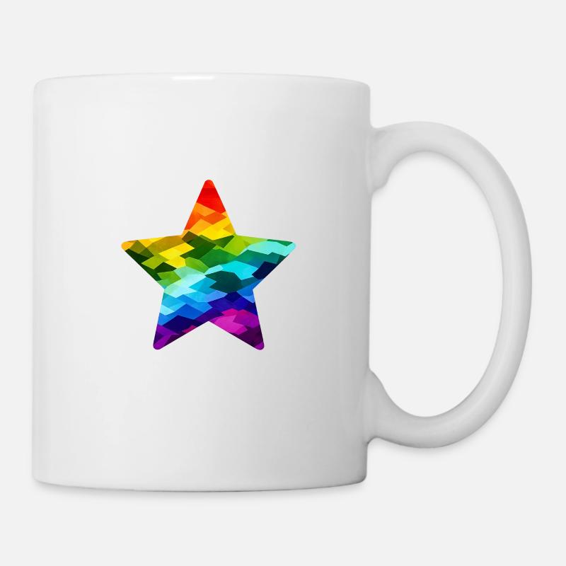 Regenbogen-Mosaikstern - Tasse - Weiß