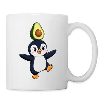 Süßer Pinguin Cartoon Tanzen Gemüse Avocado Vegan  - Tasse - Weiß - Rechts