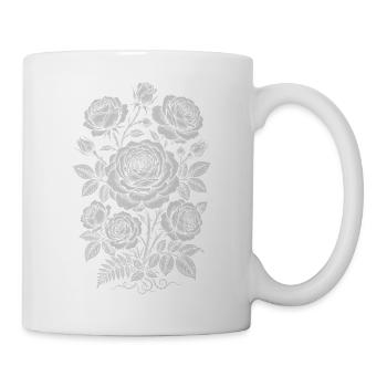 Monochrome Rose Silhouette Bouquet - Mug - white - Right