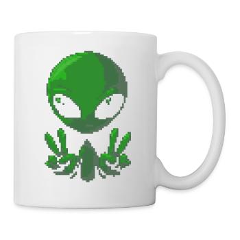 Pixel Green Alien Peace Sign - Mug - white - Right