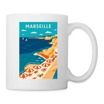 Marseille Côte Azur Plage - Mug blanc - blanc - Droite