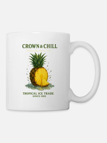 Kronen & Chill: Ananas Tropen-Print - Tasse - Weiß