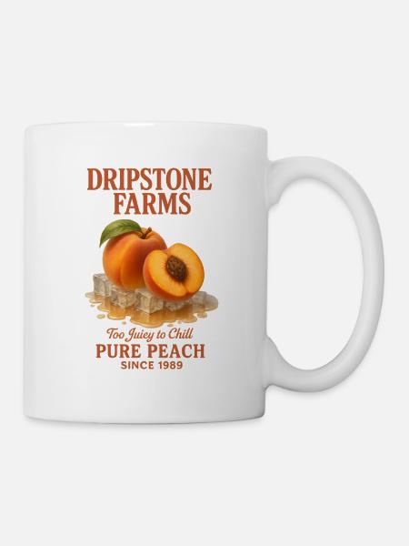 Pfirsich Obst Sommer Retro - Tasse - Weiß