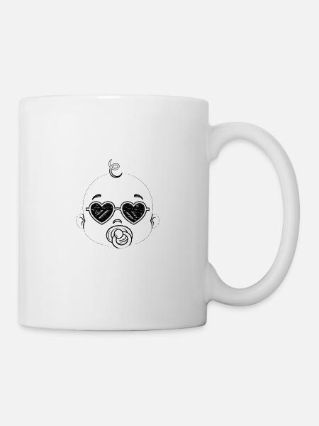 Baby Heart Glasses Doodle - Mug - white