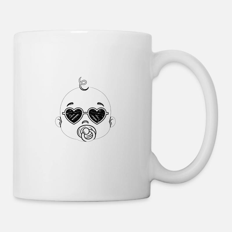 Bébé Coeur Lunettes Doodle - Mug blanc - blanc