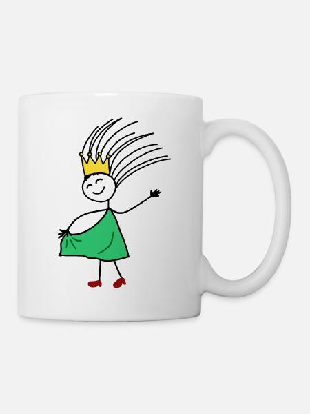 Crowned Joy: Minimal Princess Sketch - Mug - white