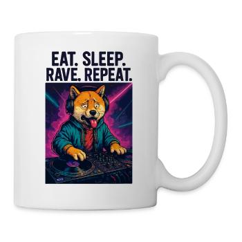 Shiba Inu DJ : Eat Sleep Rave rediffuse les streetwear - Mug blanc - blanc - Droite