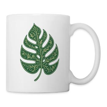 Monstera Leaf – Floral Boho Nature Motif - Mug - white - Right