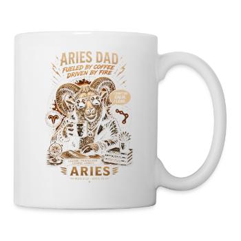 Widder-Papa: Kaffee und Astralfeuer – Tierkreis - Tasse - Weiß - Rechts