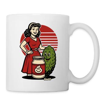 Retro Homemaker mit Gurkenglas - Tasse - Weiß - Rechts
