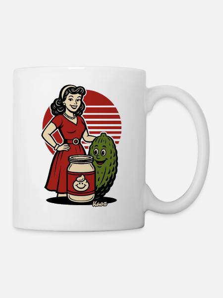 Retro Homemaker mit Gurkenglas - Tasse - Weiß
