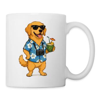 Beach dog with camera and cocktail - Mug - white - Right