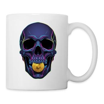 Bitcoin Skull Neon Cyberpunk Crypto Motif - Mug - white - Right