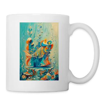 Koi underwater colorful artwork - Mug - white - Right