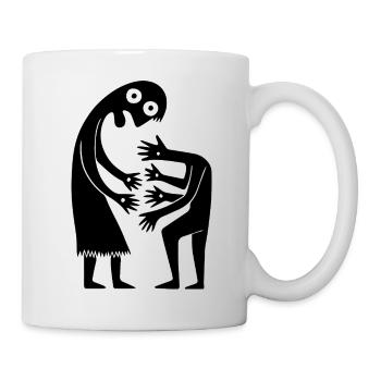 Abstrakt Figuren Begegnung Kreativ Monochrom - Tasse - Weiß - Rechts