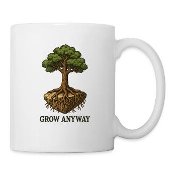 Wachse Trotzdem Baum Motivation - Tasse - Weiß - Rechts