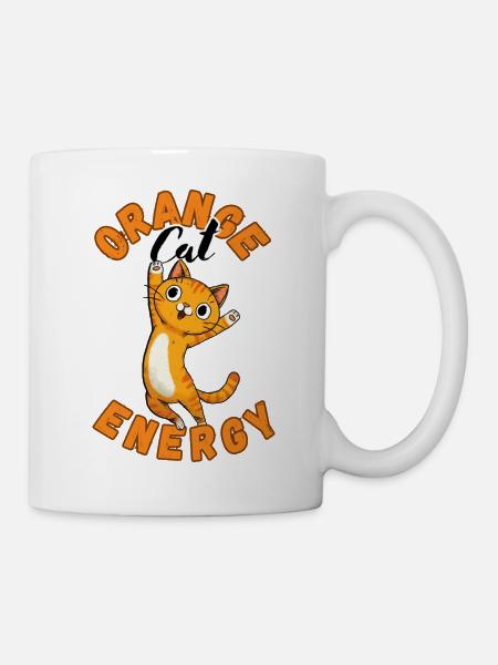 Orange Katzen-Energie - Tasse - Weiß