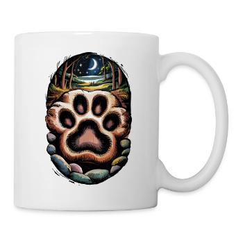  Mystische Waldlandschaft mit Pfotenabdruck und - Tasse - Weiß - Rechts