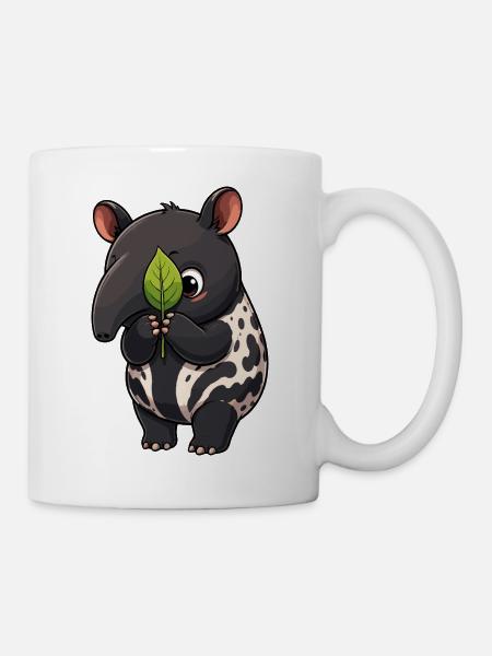 Tapir mit Blatt - Tasse - Weiß