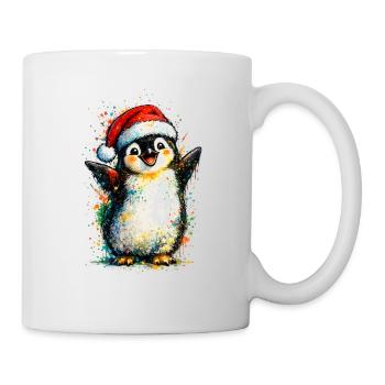 fröhlicher Weihnachtspinguin - Tasse - Weiß - Rechts