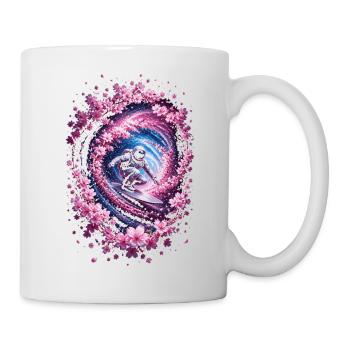 Astronaute surf dans un vortex, fleurs de cerisier - Mug blanc - blanc - Droite