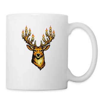 Weihnachtshirsch mit Kerzen . KI generiert - Tasse - Weiß - Rechts