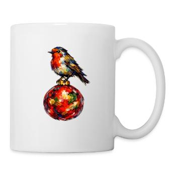 Vogel auf Weihnachtskugel - Tasse - Weiß - Rechts