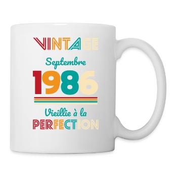 40-jähriges Jubiläum – Jahrgang – September 1986 - Tasse - Weiß - Rechts