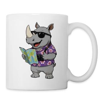 Rhino Tourist with Map - Mug - white - Right