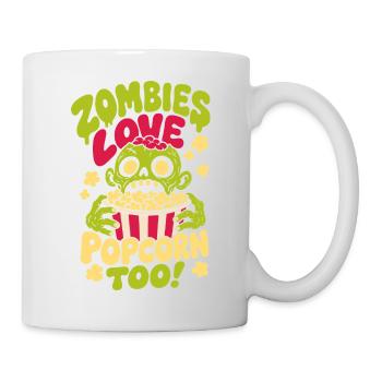 Zombies Love Popcorn Too Horror Design - Mug - white - Right