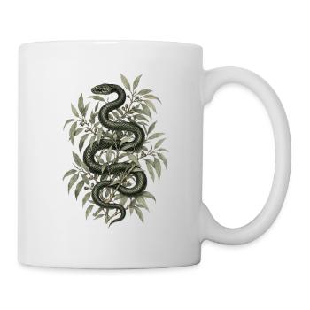 Schlange im Blattwerk – Vintage Natur - Tasse - Weiß - Rechts