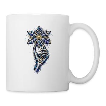 Knochenhand und Schneeflocke . KI generiert - Tasse - Weiß - Rechts