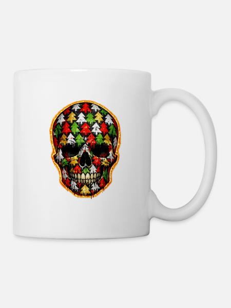 Totenkopf mit Tannenbaummotiv . 1 - Tasse - Weiß