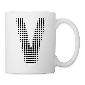 Buchstabe V – Punktmuster Initial Design - Tasse - Weiß - Rechts