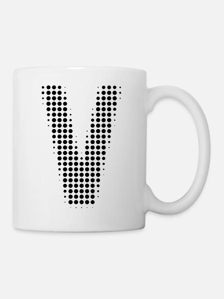 Buchstabe V – Punktmuster Initial Design - Tasse - Weiß