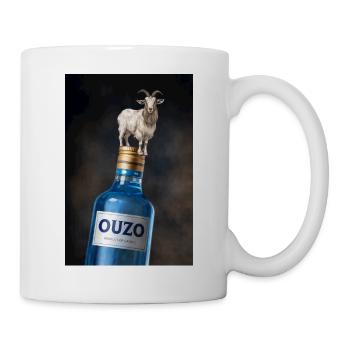 Goat acrobat on ouzo bottle - Mug - white - Right