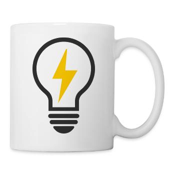 Elektriker Glühbirne Blitz Logo - Tasse - Weiß - Rechts