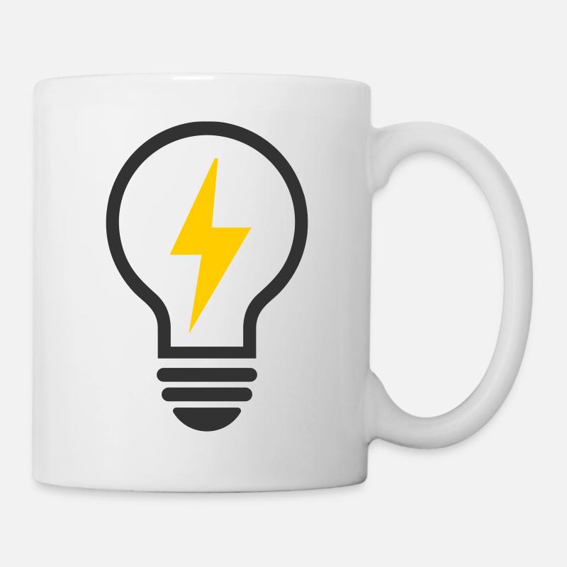Electrician Light Bulb Lightning Logo - Mug - white