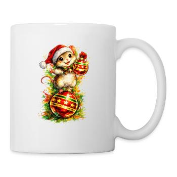 Maus auf Weihnachtskugel - Tasse - Weiß - Rechts