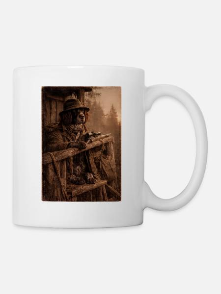 Abendansitz - Deutsch Langhaar - Tasse - Weiß