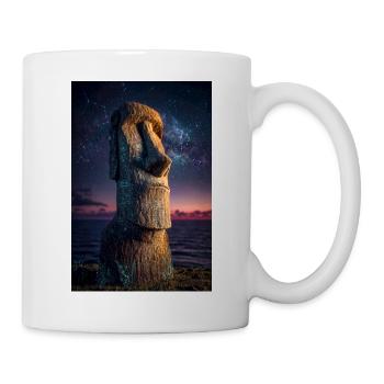 Moai étoilé sur une côte cosmique - Mug blanc - blanc - Droite