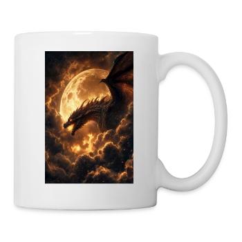 Moonlit Dragon Over Fiery Clouds - Mug - white - Right