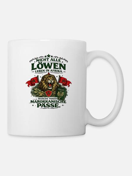 Löwe und marokkanische Pässe - Tasse - Weiß
