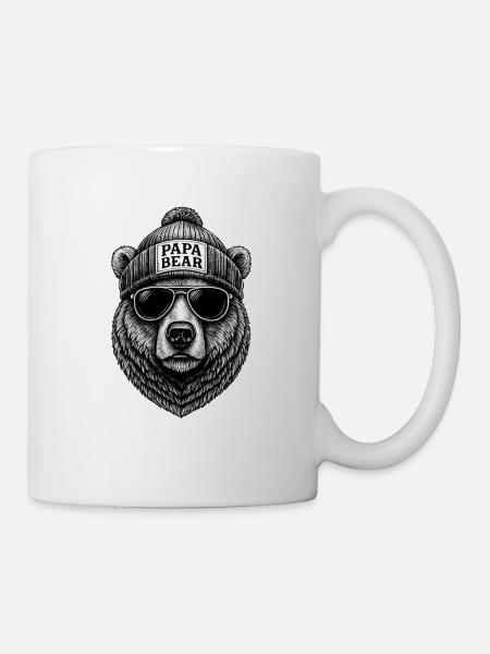 Ours : chapeau et lunettes de soleil - Mug blanc - blanc