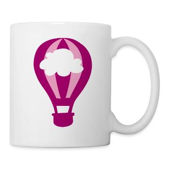 Ballon Heißluftballon Wolke pink Streifen Himmel - Tasse - Weiß - Rechts