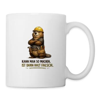 Bauarbeiter-Dachs Spruchshirt - Tasse - Weiß - Rechts