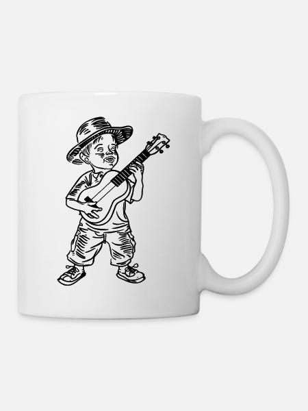 Ukulele Junge Skizze - Tasse - Weiß