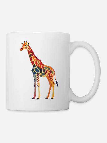 Mosaik-Giraffe im Regenbogenstil - Tasse - Weiß