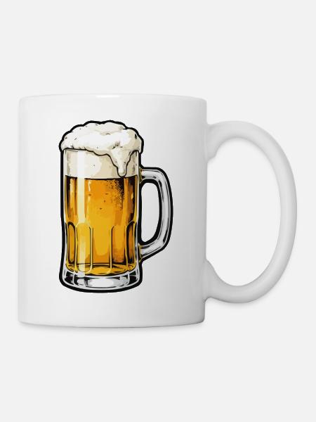 Bierkrug Illustration mit Schaum - Tasse - Weiß